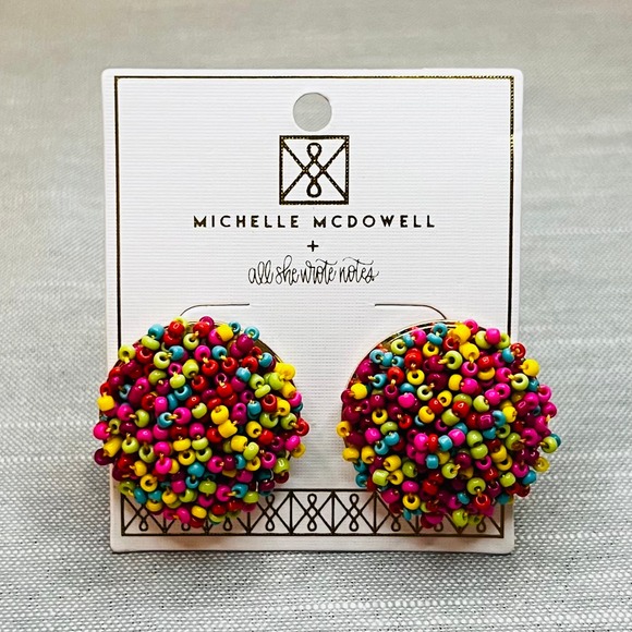New Michelle McDowell “Confetti Maghon Taylor ASWN” Seed Bead Cluster Earrings - Picture 1 of 5